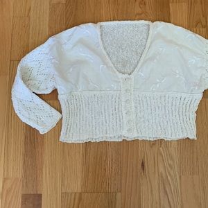LAST CHANCE - CLOSING VTG Linen Knit Embroidery cardigan